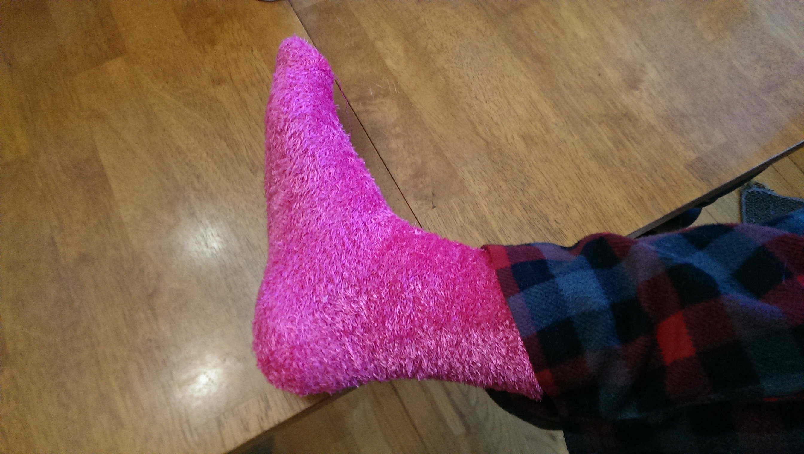 Pink fuzzy socks