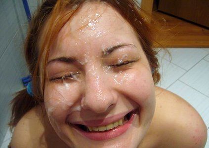 Jizz all over her face