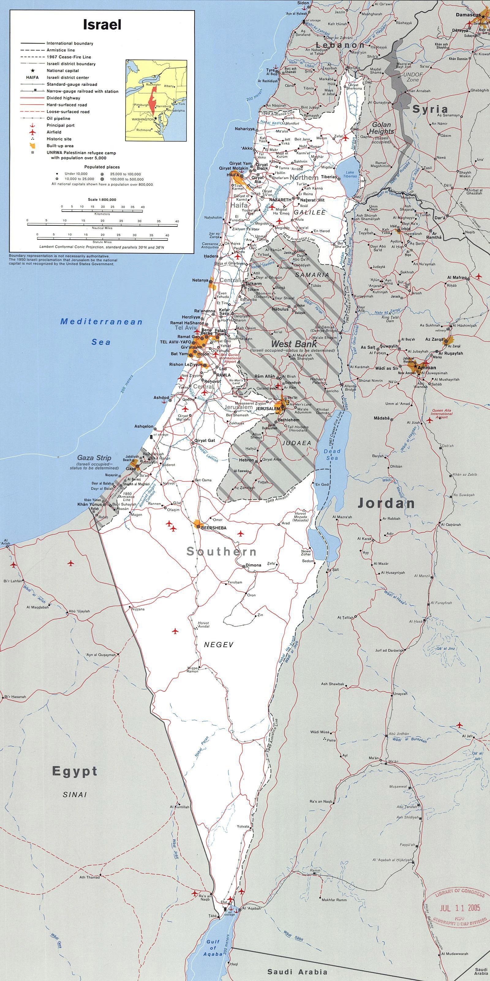 Map of israel with gaza strip