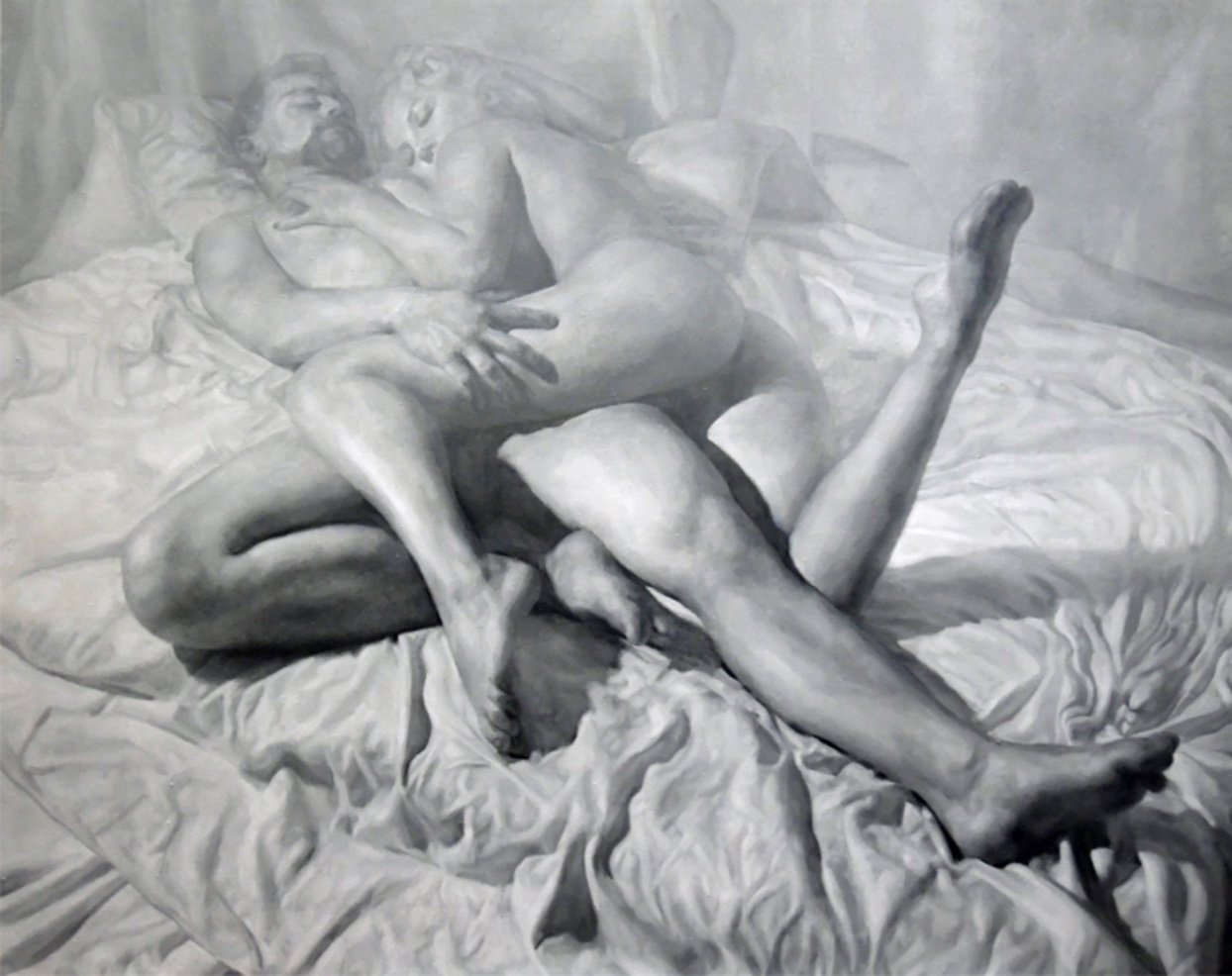 Charcoal sketch of erotic couple