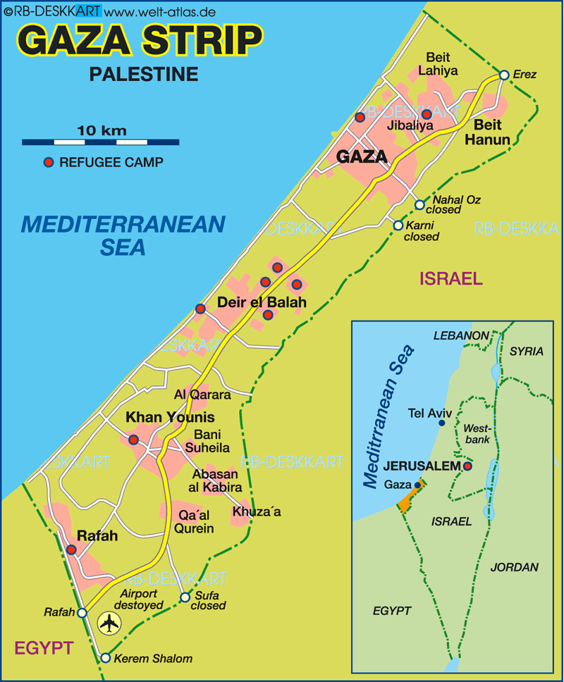 best of With strip gaza israel of Map
