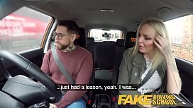 Fake Driving School busty examiner passes excitable young man on his test