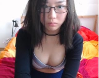 Nerdy Asian Teen Stripping on Webcam
