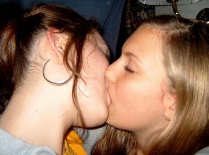 Teen girls kissing
